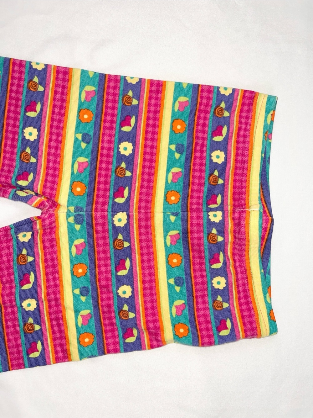 Gymboree 1990s Multicolor Cotton Floral Stripe Leggings Large - Picture 6 of 9